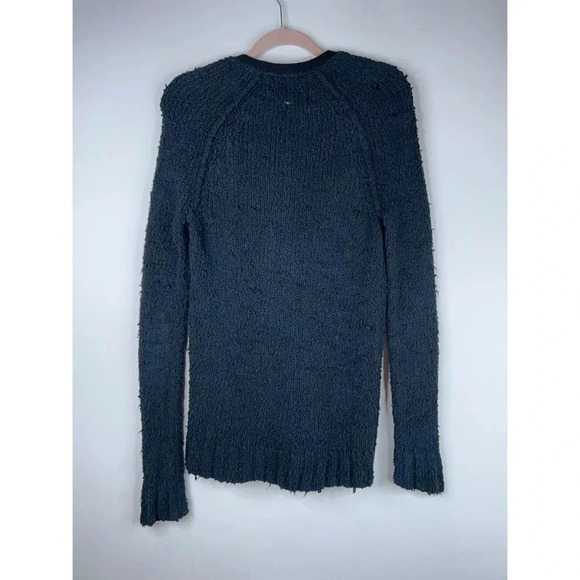 Rag & Bone Textured Knubby Knit Cardigan Black Zip Up Cotton Wool V Neck XS - Picture 5 of 12